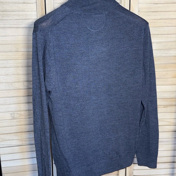 Raffi Men's "The Palmer" 100% Extra Fine Merino Wool 1/4 Zip Sweater Blue Medium - Picture 2 of 6